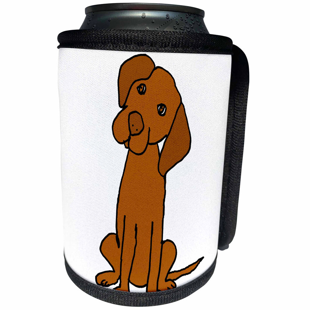 3dRose All Smiles Art Pets - Funny Cute Vizsla Puppy Dog Cartoon - Can Cooler Bottle Wrap (cc_263759)