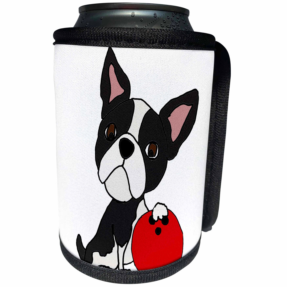 3dRose All Smiles Art Pets - Silly Funny Boston Terrier Dog Bowling Cartoon - Can Cooler Bottle Wrap (cc_263761)