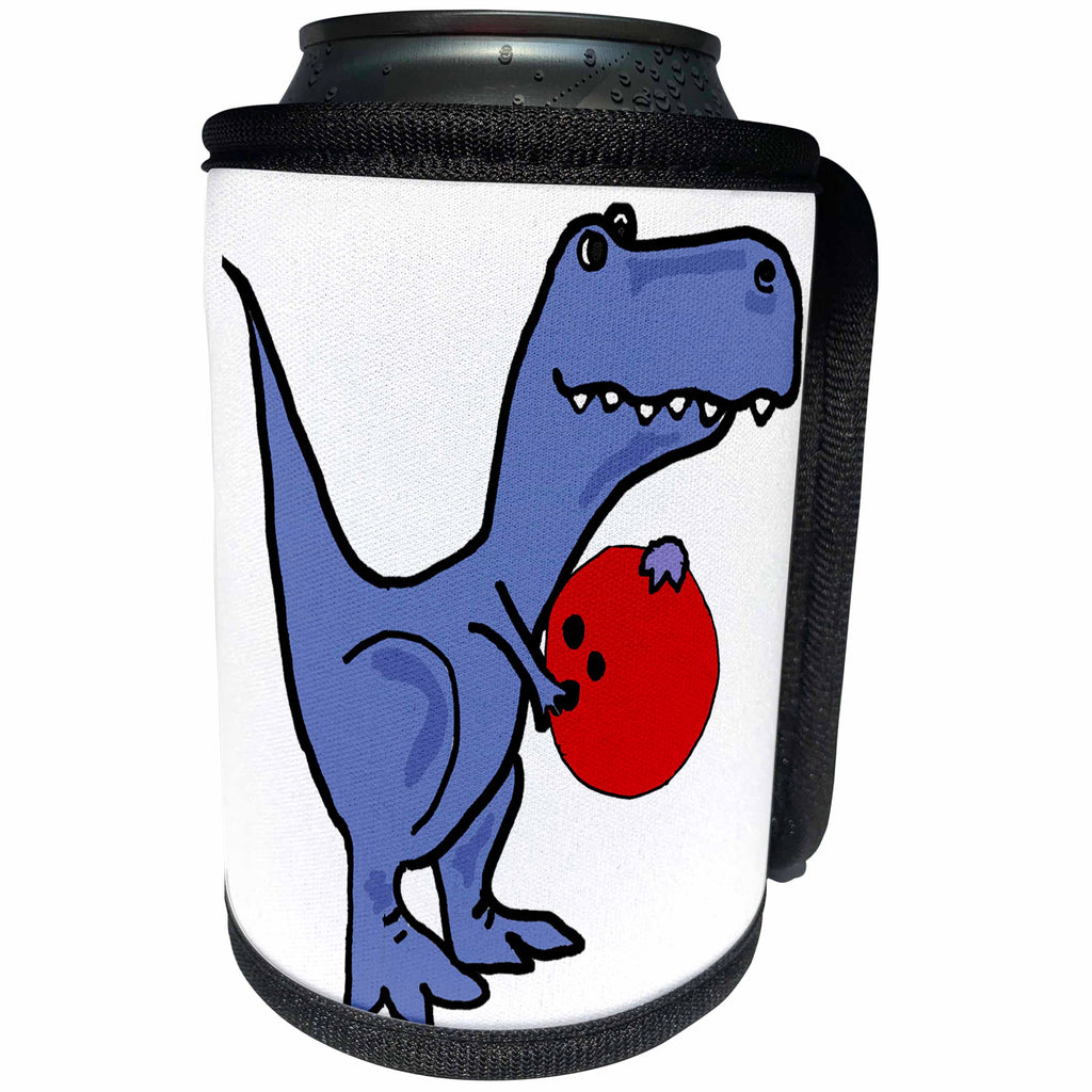 3dRose All Smiles Art Dinosaurs - Funny Cute T-rex Dinosaur Bowling Cartoon - Can Cooler Bottle Wrap (cc_263763)
