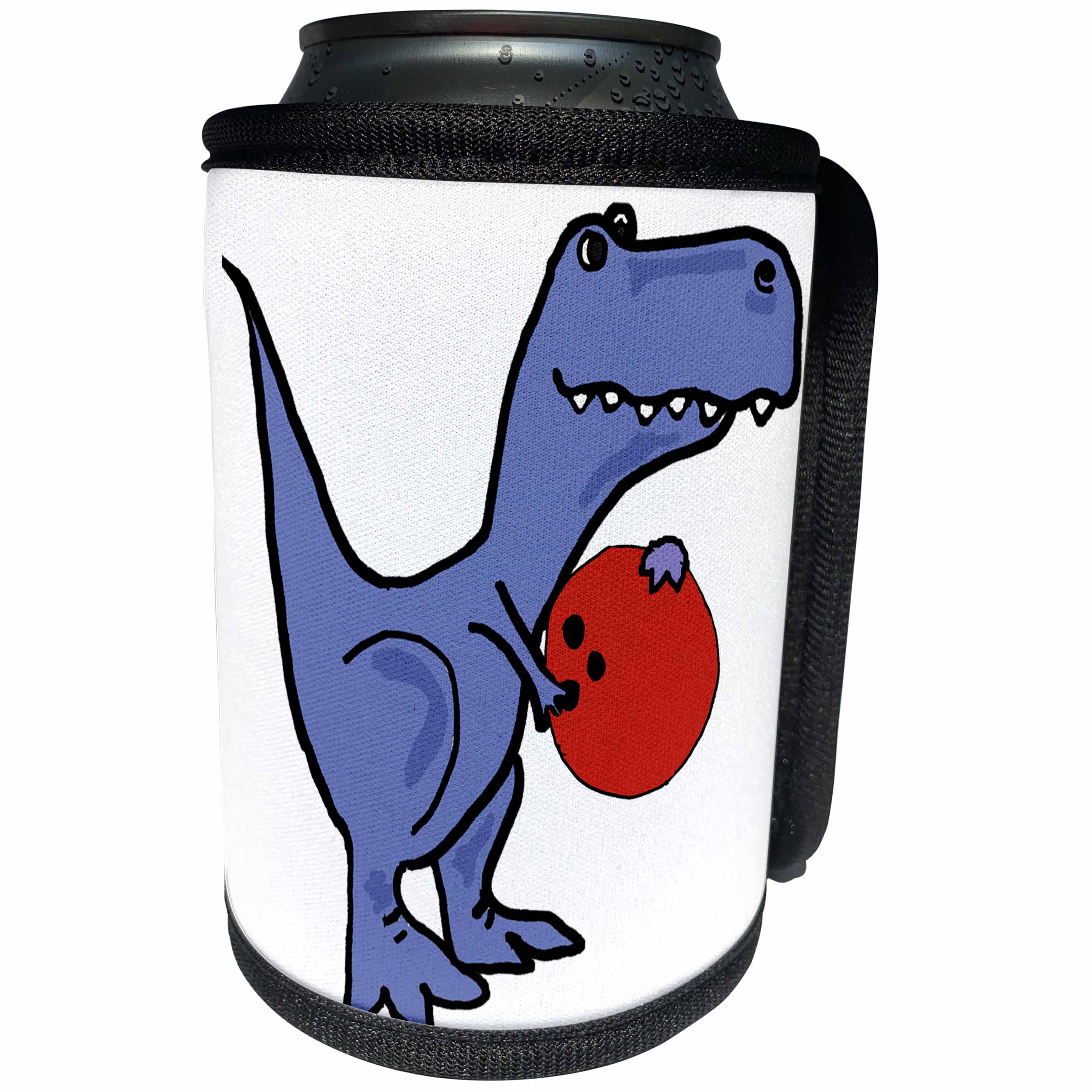 3dRose All Smiles Art Dinosaurs - Funny Cute T-rex Dinosaur Bowling Cartoon - Can Cooler Bottle Wrap (cc_263763)