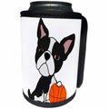 3dRose All Smiles Art Pets - Funny Cute Boston Terrier Dog Playing Basketball Cartoon - Can Cooler Bottle Wrap (cc_263767)