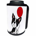 3dRose All Smiles Art Pets - Funny Cute Boston Terrier Dog with Balloon Cartoon - Can Cooler Bottle Wrap (cc_263768)