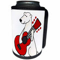 3dRose All Smiles Art Music - Funny Cute Polar Bear Playing Guitar Cartoon - Can Cooler Bottle Wrap (cc_263771)