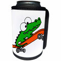3dRose All Smiles Art Sports and Hobbies - Funny Cute Alligator on Skateboard Cartoon - Can Cooler Bottle Wrap (cc_263775)