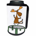3dRose All Smiles Art Sports and Hobbies - Funny Cute Moose Jumping on Trampoline Cartoon - Can Cooler Bottle Wrap (cc_263776)