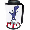3dRose All Smiles Art Dinosaurs - Cute Funny T-rex Dinosaur Jumping on Trampoline Cartoon - Can Cooler Bottle Wrap (cc_263777)