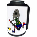 3dRose All Smiles Art Pets - Cute Funny Weimaraner Dog Playing Field Hockey Cartoon - Can Cooler Bottle Wrap (cc_263781)