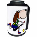 3dRose All Smiles Art Sports and Hobbies - Funny Cute Basset Hound Dog Playing Field Hockey Cartoon - Can Cooler Bottle Wrap (cc_263783)