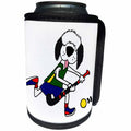 3dRose All Smiles Art Pets - Cute funny Old English Sheepdog Playing Field Hockey - Can Cooler Bottle Wrap (cc_263785)