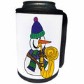 3dRose All Smiles Art Music - Cute Funny Snowman Playing Saxophone Cartoon - Can Cooler Bottle Wrap (cc_263788)