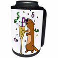 3dRose All Smiles Art Animals - Funny Cute Sea Otter drinking Champagne and Partying - Can Cooler Bottle Wrap (cc_263792)