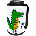 3dRose All Smiles Art Sports and Hobbies - Funny Cute Alligator Playing Soccer Cartoon - Can Cooler Bottle Wrap (cc_263795)