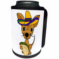 3dRose All Smiles Art Pets - Cute Funny Chihuahua Dog in Sombrero eating Taco Cartoon - Can Cooler Bottle Wrap (cc_263806)
