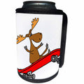 3dRose All Smiles Art Sports and Hobbies - Funny Cute Moose Skateboarding on Red Skateboard Cartoon - Can Cooler Bottle Wrap (cc_263809)