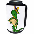 3dRose All Smiles Art Reptiles and Amphibians - Funny Cute Iguana wearing Sombrero and Eating Taco Cartoon - Can Cooler Bottle Wrap (cc_263811)