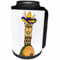 3dRose All Smiles Art Animals - Funny Cute Llama wearing Sombrero and eating Taco Cartoon - Can Cooler Bottle Wrap (cc_263812)