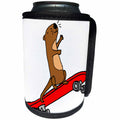 3dRose All Smiles Art Sports and Hobbies - Funny Cute Sea Otter Skateboarding on Red Skateboard Cartoon - Can Cooler Bottle Wrap (cc_263814)