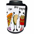 3dRose All Smiles Art Food - Cute Funny Pizza, Taco, and French Fries International Cartoon - Can Cooler Bottle Wrap (cc_263815)