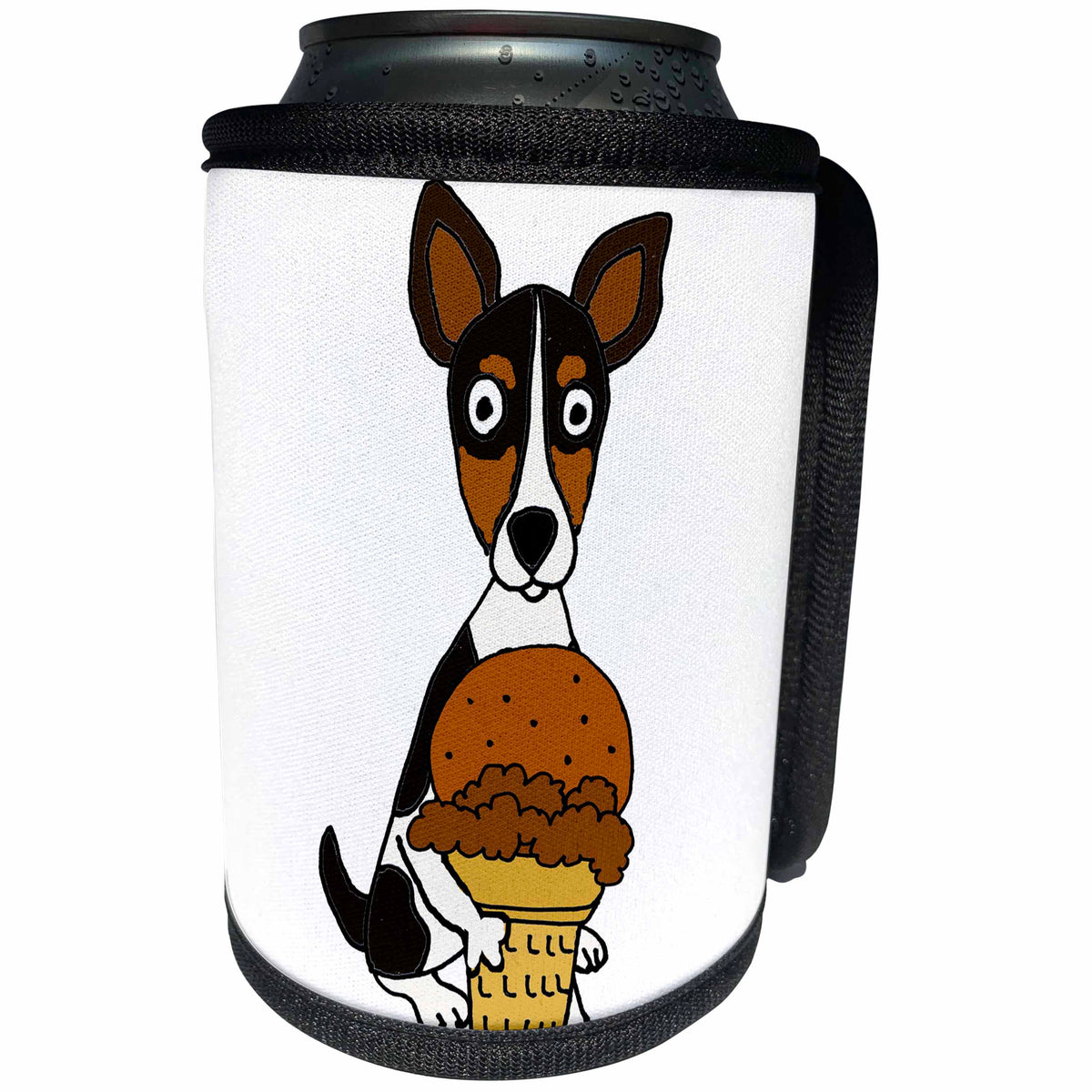 3dRose All Smiles Art Pets - Funny Cute Rat Terrier Dog Eating Ice Cream - Can Cooler Bottle Wrap (cc_263823)