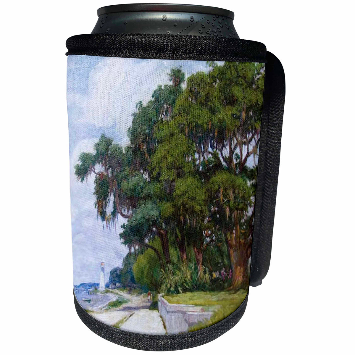 3dRose Sandy Mertens Mississippi - Biloxi Lighthouse Woodward Painting - Can Cooler Bottle Wrap (cc_26383)