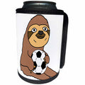 3dRose All Smiles Art Sports and Hobbies - Silly funny Sloth Playing Soccer Cartoon - Can Cooler Bottle Wrap (cc_263834)