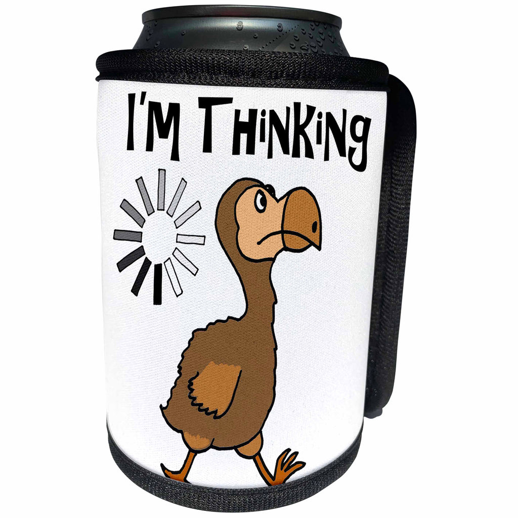 3dRose All Smiles Art Funny - Silly Funny Dodo Bird I am thinking Cartoon - Can Cooler Bottle Wrap (cc_263837)