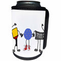 3dRose All Smiles Art Sports and Hobbies - Funny Pickleball Paddle, Ball, and Net Cartoon Characters - Can Cooler Bottle Wrap (cc_263839)