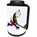 3dRose All Smiles Art Sports and Hobbies - Cute Funny Basset Hound Dog Playing Ice Hockey Cartoon - Can Cooler Bottle Wrap (cc_263843)