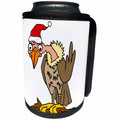 3dRose All Smiles Art Christmas - Silly Funny Buzzard or Vulture in Santa Hat Christmas Cartoon - Can Cooler Bottle Wrap (cc_263846)