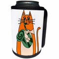 3dRose All Smiles Art Pets - Funny Cute Orange Cat Playing Saxophone Cartoon - Can Cooler Bottle Wrap (cc_263849)