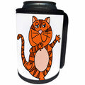 3dRose All Smiles Art Pets - Funny Cute Dancing Orange Tabby Cat Cartoon - Can Cooler Bottle Wrap (cc_263852)