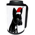 3dRose All Smiles Art Christmas - Funny black French bulldog in Santa Hat Christmas Cartoon - Can Cooler Bottle Wrap (cc_263859)