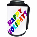 3dRose All Smiles Art Christmas - Cool Colorful Happy Holidays Rainbow Art Christmas Design - Can Cooler Bottle Wrap (cc_263860)