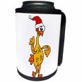 3dRose All Smiles Art Christmas - Funny Funky Rubber Chicken in Santa hat Christmas Cartoon - Can Cooler Bottle Wrap (cc_263861)