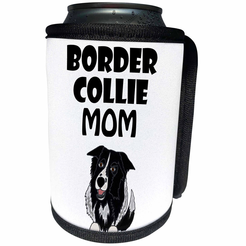 3dRose All Smiles Art Pets - Funny Cute Border Collie Mom Cartoon - Can Cooler Bottle Wrap (cc_263863)
