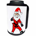 3dRose All Smiles Art Christmas - Funny Cute Santa Claus doing Karate Christmas Cartoon - Can Cooler Bottle Wrap (cc_263870)