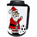 3dRose All Smiles Art Christmas - Cute Funny Santa Claus Playing Soccer Christmas Cartoon - Can Cooler Bottle Wrap (cc_263872)