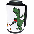 3dRose All Smiles Art Dinosaurs - Funny Charming T-rex Dinosaur using Leaf Blower - Can Cooler Bottle Wrap (cc_263879)