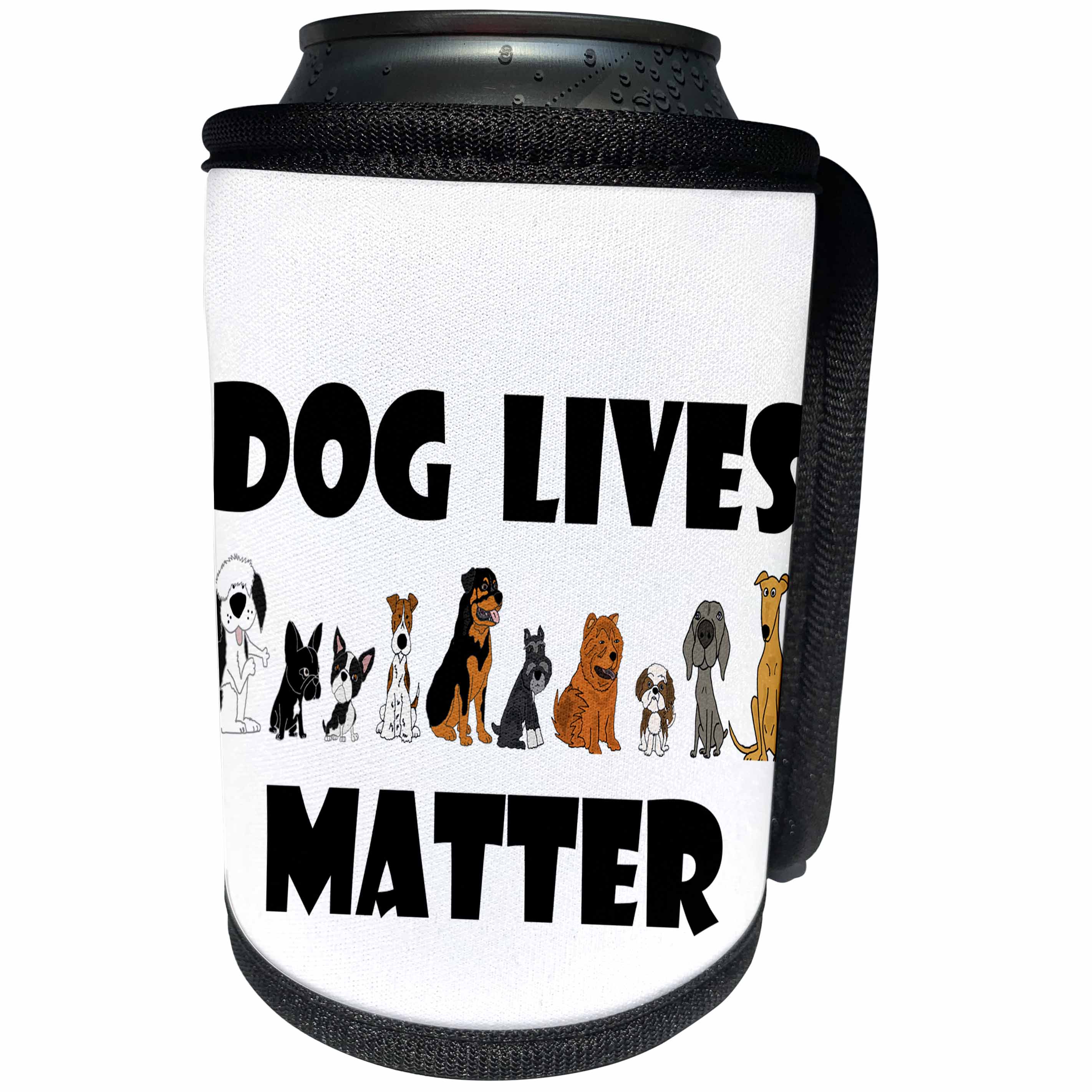 3dRose All Smiles Art Pets - Funny Cool Dog Lives Matter Pet Rescue Art - Can Cooler Bottle Wrap (cc_263886)