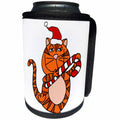 3dRose All Smiles Art Christmas - Funny Cute Orange Tabby Cat in Santa hat Christmas Cartoon - Can Cooler Bottle Wrap (cc_263891)