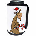 3dRose All Smiles Art Christmas - Funny Cute Goat in Santa hat Christmas Cartoon - Can Cooler Bottle Wrap (cc_263894)