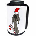 3dRose All Smiles Art Christmas - Cute funny Weimaraner Dog in Santa hat Christmas Cartoon - Can Cooler Bottle Wrap (cc_263896)