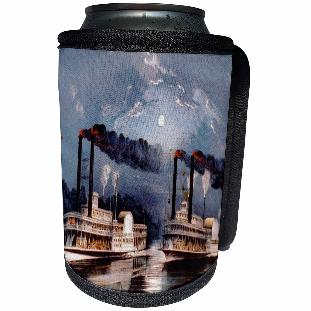 3dRose Sandy Mertens Mississippi - Midnight Race in the Mississippi River Painting - Can Cooler Bottle Wrap (cc_26390)