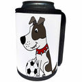 3dRose All Smiles Art Pets - Funny Cute Grey and White Pit Bull Puppy Dog Playing Soccer - Can Cooler Bottle Wrap (cc_263900)