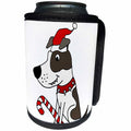 3dRose All Smiles Art Christmas - Cool Humorous Grey and white Pitbull in Santa hat Christmas - Can Cooler Bottle Wrap (cc_263901)