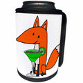 3dRose All Smiles Art Drinking - Funny Cool Red Fox Drinking Margarita Cartoon - Can Cooler Bottle Wrap (cc_263906)