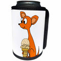 3dRose All Smiles Art Pets - Funny Cute Red Chihuahua Dog eating Ice Cream Cone Cartoon - Can Cooler Bottle Wrap (cc_263912)