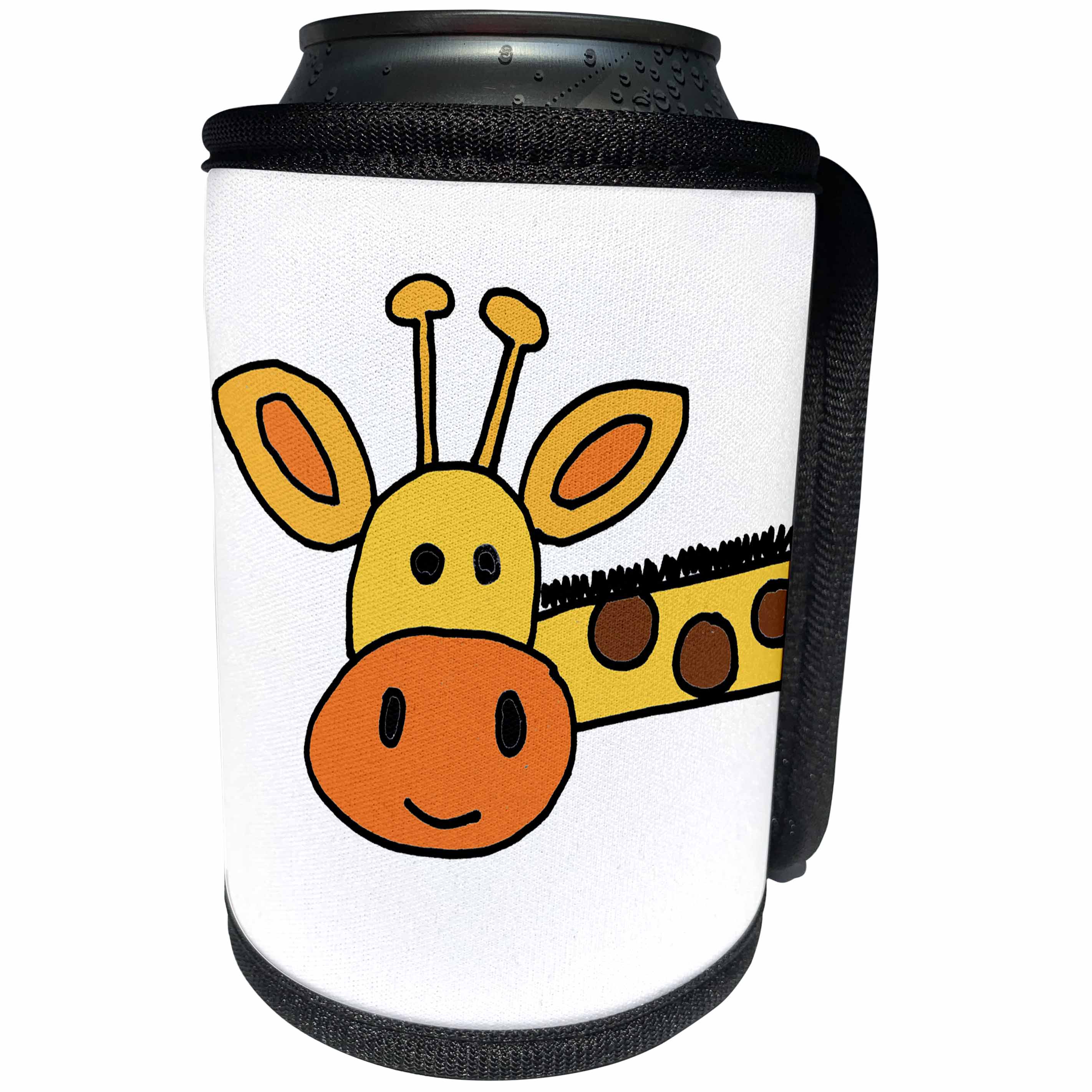 3dRose All Smiles Art Animals - Cute Funky Sideways Giraffe Cartoon - Can Cooler Bottle Wrap (cc_263914)