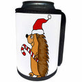 3dRose All Smiles Art Christmas - Funny Hedgehog in Santa Hat Christmas Cartoon - Can Cooler Bottle Wrap (cc_263915)