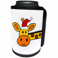 3dRose All Smiles Art Christmas - Funny Funky Giraffe in Santa hat Christmas Cartoon - Can Cooler Bottle Wrap (cc_263917)